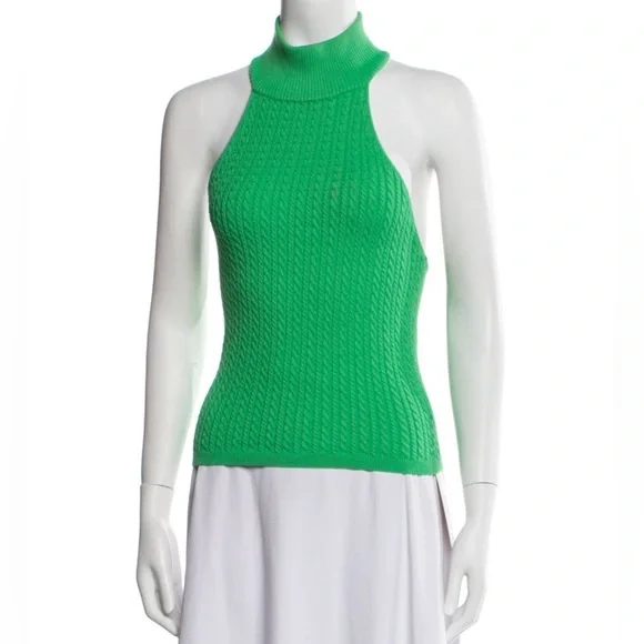 Alice + Olivia Ike Green Cable Halter Top Small $295 - Picture 3 of 9